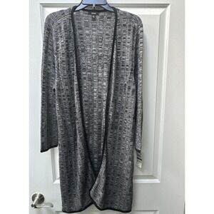 Alfani Long Cardigan Sweater Women's‎ Size XL Gray/Black Marbled Ribbed NEW NWT